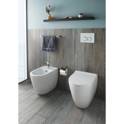 Vitra "Sento" Coppia Di Sanitari Da Terra Filo Muro Senza Brida Bianco Lucido